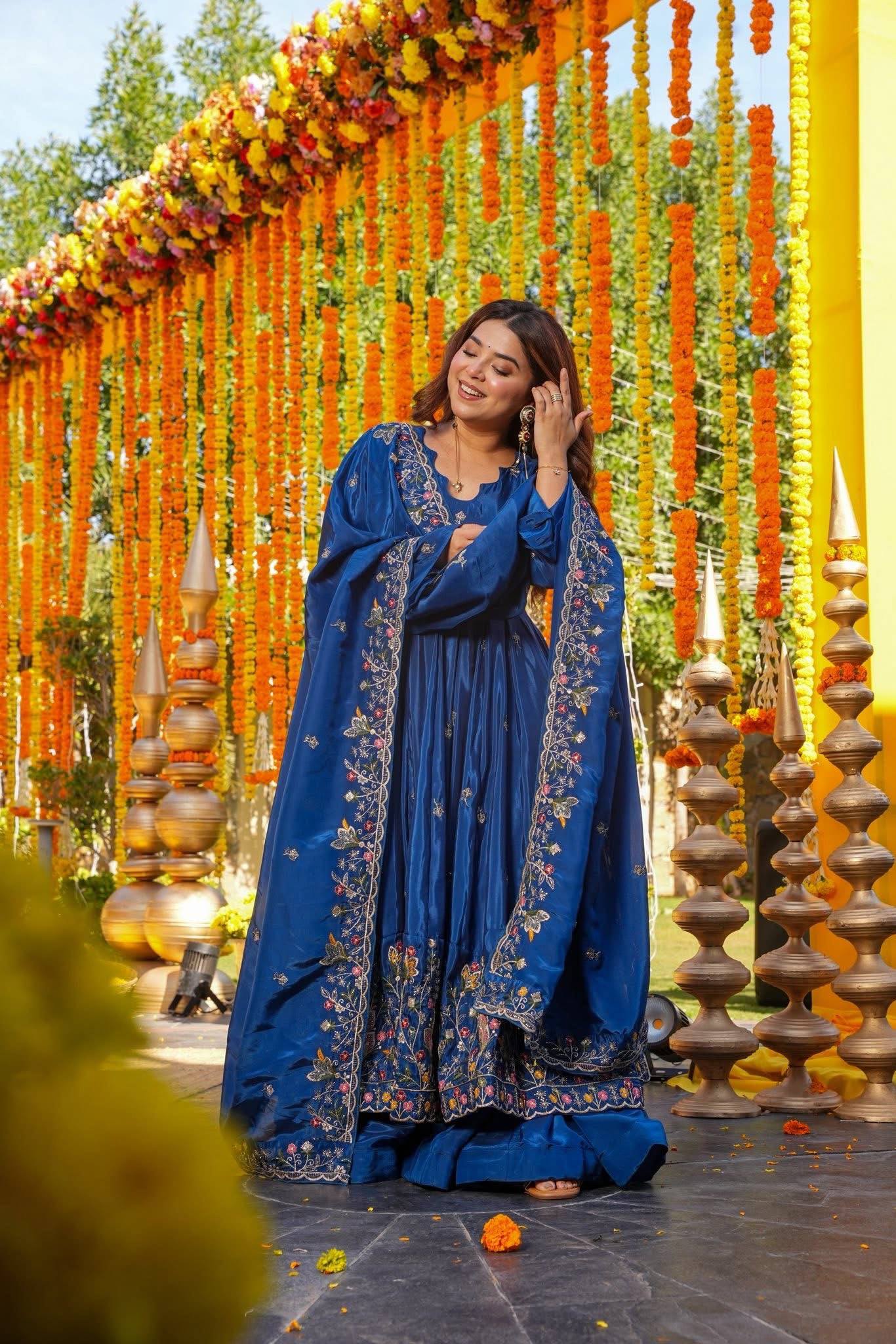 The Radiant Mustard Botanical-Hem Anarkali